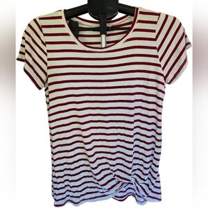Green Envelope Striped Twist Front Tee Red White Made in USA Small